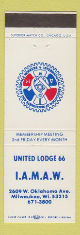 Matchbook Cover - International Machinists Union Milwaukee WI