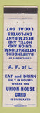 Matchbook Cover - AFL Union Bartenders Hotel Restaurant Employees WEAR