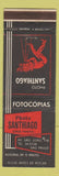 Matchbook Cover - Photo Santhiago Jorge Martins Sao Paulo Brazil