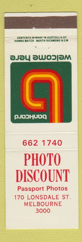 Matchbook Cover - Photo Discount Passport Photos Melbourne Australia