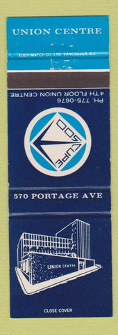 Matchbook Cover - Union Centre Winnipeg MB