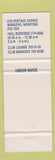 Matchbook Cover - Union Centre Winnipeg MB