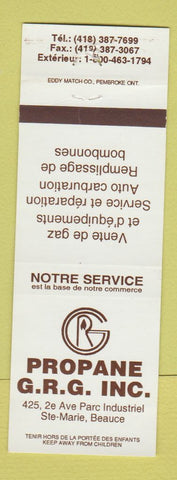 Matchbook Cover - Propane GRG Ste Marie Beauce QC