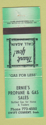 Matchbook Cover - Ernie's Propane Gas Swift Current SK