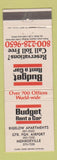Matchbook Cover - Budget Car Rentals Monroeville Pittsburgh PA