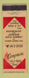 Matchbook Cover - Congress Taxi Roxbury Dorchester MA WORN