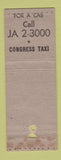 Matchbook Cover - Congress Taxi Roxbury Dorchester MA WORN