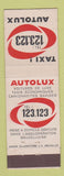 Matchbook Cover - Taxi Autolux Belgium