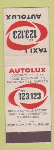 Matchbook Cover - Taxi Autolux Belgium