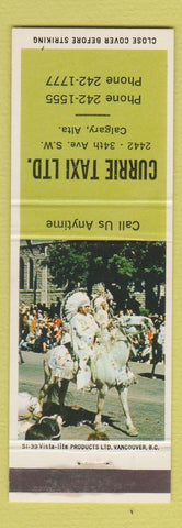 Matchbook Cover - Currie Taxi Calgary AB