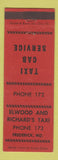 Matchbook Cover - Elwood and Richard's Taxi Frederick MD low phone #