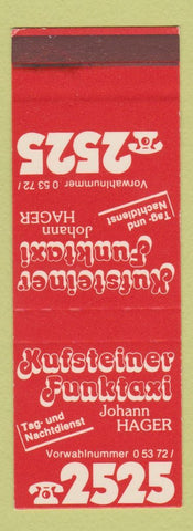 Matchbook Cover - Kufsteiner Funk Taxi Johann Hager Germany?