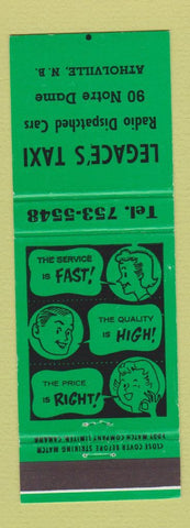 Matchbook Cover - Legace's Taxi Atholville NB
