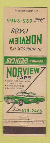 Matchbook Cover - Norview Taxi Cabs Norfolk VA