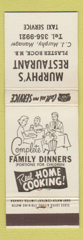 Matchbook Cover - Murphy's Restaurant Plaster Rock NB
