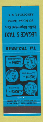 Matchbook Cover - Legace's Taxi Atholville NB