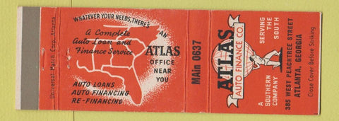 Matchbook Cover - Atlas Auto Finance Atlanta GA