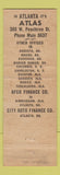 Matchbook Cover - Atlas Auto Finance Atlanta GA