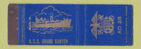 Matchbook Cover - US Grand Canyon AD 28 Navy