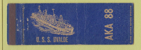 Matchbook Cover - USS Uvalde AKA 88 Navy