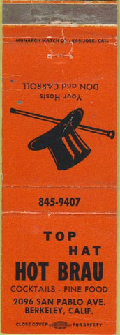 Matchbook Cover - Top Hat Hot Brau Berkeley CA