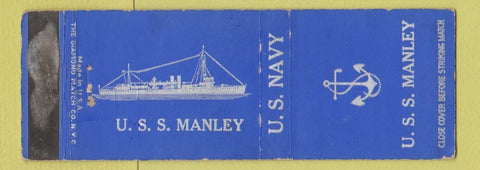Matchbook Cover - US Navy USS Manley WORN