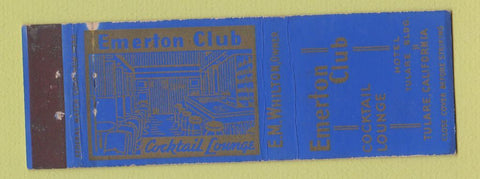 Matchbook Cover - Emerton Club Tulare CA Federal WEAR