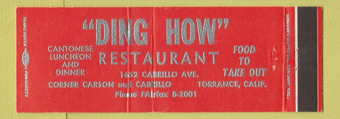 Matchbook Cover - Ding How Chinese Restaurant Torrace CA Full Length