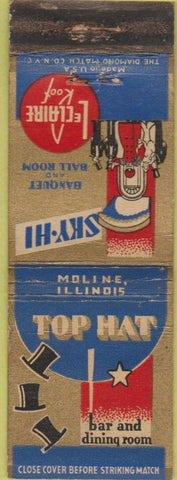 Matchbook Cover - Top Hat Moline IL WORN