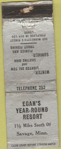 Matchbook Cover - Eagan's Resort Savage MN WORN