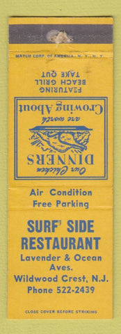 Matchbook Cover - Surf' Side Restaurant Wildwood Crest NJ WEAR