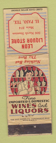 Matchbook Cover - Leon Liquor Store El Paso TX WEAR