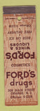 Matchbook Cover - Ford's Drug Orange NJ liquor WEAR