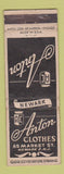 Matchbook Cover - Anton Clothes Newark NJ WEAR