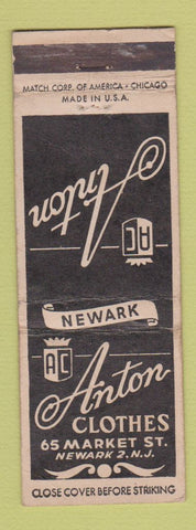 Matchbook Cover - Anton Clothes Newark NJ WEAR