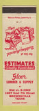 Matchbook Cover - Gloor Lumber and Supply Brownsville TX
