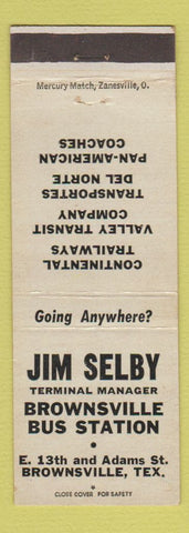 Matchbook Cover - Jim Selby Brownsville TX Bus Station