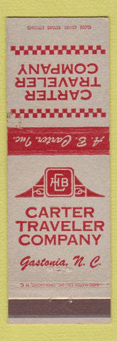 Matchbook Cover - Carter Traveler Company Gastonia NC