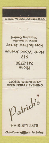 Matchbook Cover - Patrick's Hair Salon Roselle NJ