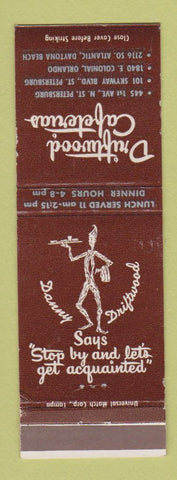 Matchbook Cover - Driftwood Cafeterias St Petersburg Orlando Daytona Beach FL