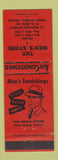 Matchbook Cover - The Men's Store Clothes Port Isabel TX