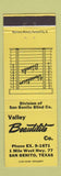 Matchbook Cover - Valley Beautilite Blinds San Benito TX YELLOW