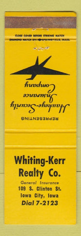 Matchbook Cover - Whiting Kerr Real Estate Iowa City IA