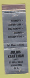 Matchbook Cover - Julius Kartzman Restaurant Irvington NJ WEAR