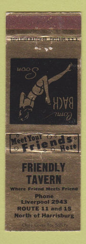 Matchbook Cover - Friendly Tavern Liverpool PA girlie