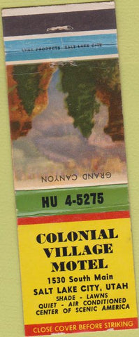 Matchbook Cover - Colonial Village Motel Salt Lake City UT