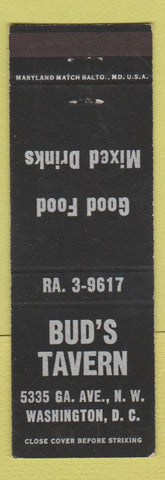 Matchbook Cover - Bud's Tavern Washington DC
