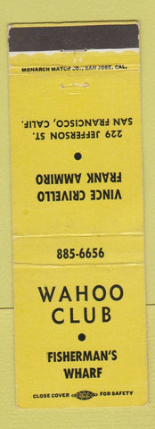 Matchbook Cover - Wahoo Club San Francisco CA