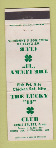 Matchbook Cover - Lucky 13 Club Luxemburg WI