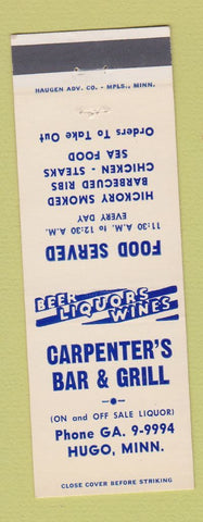 Matchbook Cover - Carpenter's Bar Grill Hugo MN